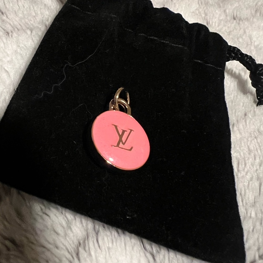 Louis Vuitton charm zipper pull keychain pink LV
